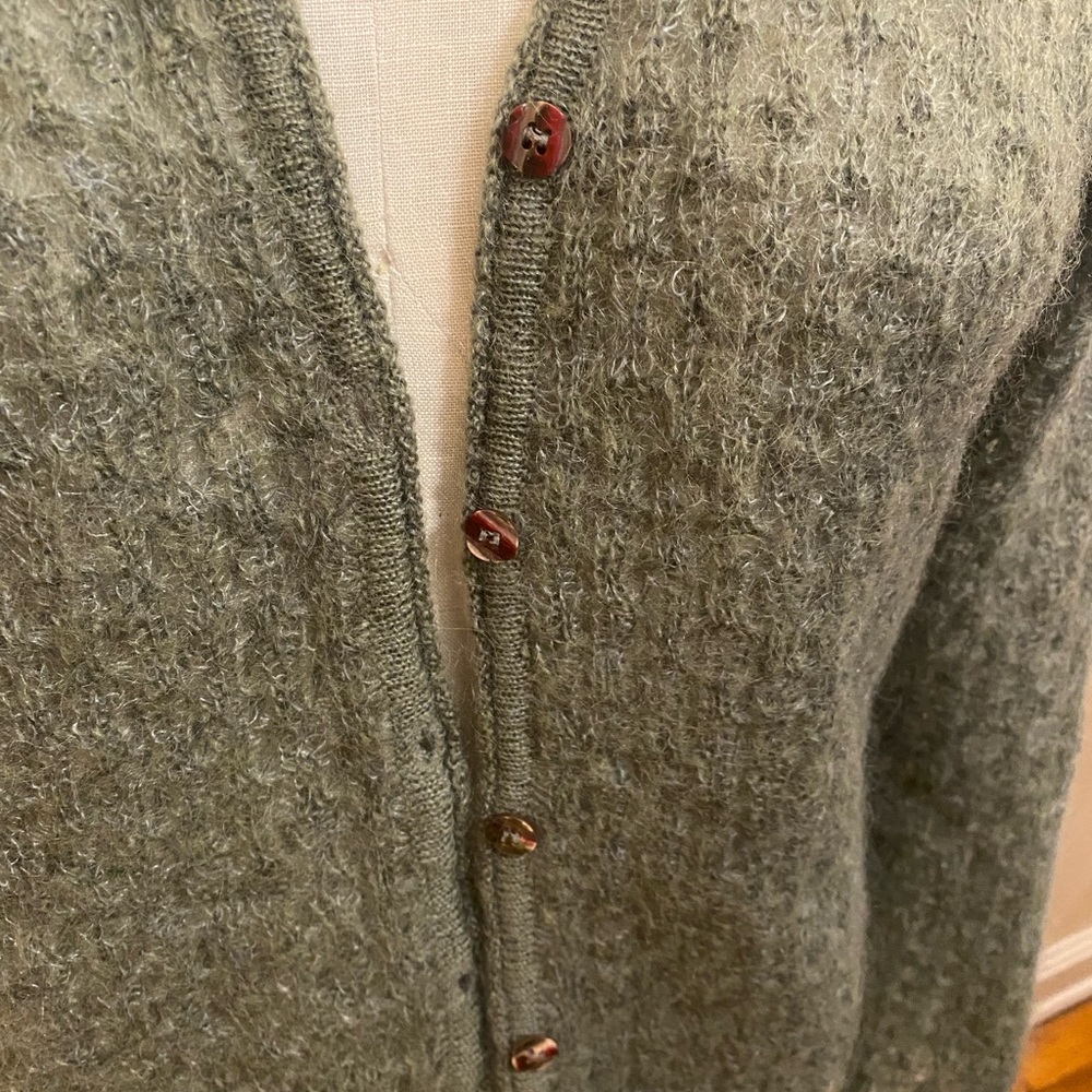 Vintage Koret Olive Mohair Blend Pointelle Sweater- like Sezane - Picture 3 of 6